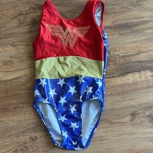 Kids wonder woman leotard - Red, Gold, and Blue
